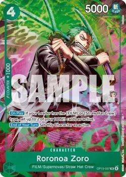 SHIPS TODAY ONE PIECE Roronoa Zoro OP13-037 Adventure on Kami's Island Foil ENG - Image 1