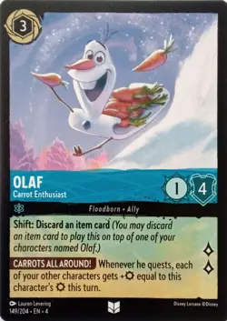 149/204 OLAF CARROT ENTHUSIAST URSULAS RETURN UNCOMMON DISNEY LORCANA CARD - Image 1
