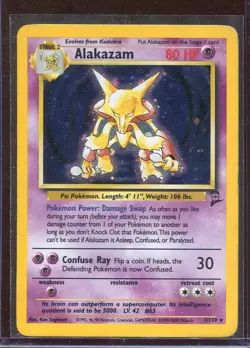 Alakazam 1/130 Base Set 2 Holo Rare Pokemon Card - MP - Image 1