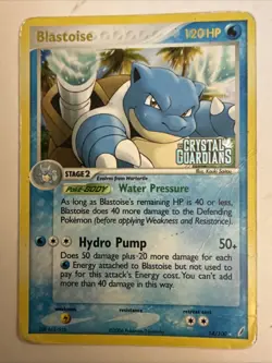 Blastoise 14/100 Stamped Holo Rare Ex Crystal Guardians Pokemon Card - Image 1