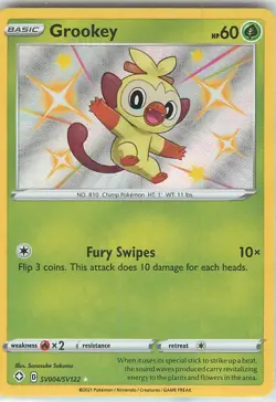 Grookey - SV004/SV122 - Pokemon Shining Fates SWSH Shiny Rare Card - NM- 1 - Image 1