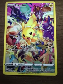 Pokemon Pikachu TCG Full Art Holo Card 160/159 SWSH Crown Zenith Secret Rare - Image 1
