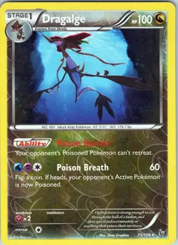 Dragalge 71/106 Rare - Pokemon TCG XY: Flashfire - Reverse Holo (LP) - Image 1