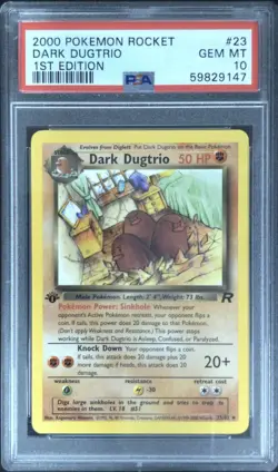 2000 POKEMON ROCKET 1ST EDITION #23 DARK DUGTRIO PSA 10 - Image 1