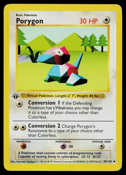 Pokemon Card - Porygon 1st Edition Base Set Shadowless 39/102 - Image 1