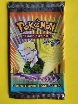 Gym Heroes Lt. Surge Booster Pack Vintage Unlimited EMPTY WOTC Pokemon NO CARDS - Image 1