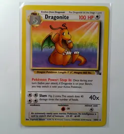 Dragonite 1999 Pokemon Fossil Non-holo Card #19 Near MINT LP - Image 1
