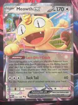 Pokemon Meowth EX Holo Basic 170 HP POR 062/088 Nintendo Trading Card NM - Image 1