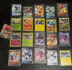 Pokemon Card Lot 21 Cards Holo and Reverse with top loaders Let’s Go!!! - Image 1