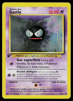 Pokemon Card - Gastly 1st Edition Italian Base Set 50/102 Common - Image 1