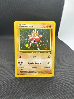 Hitmonchan 8/130 Base Set 2 Unlimited Rare Holo Pokemon Card WOTC 2000 LP - Image 1