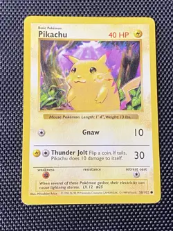 Pokemon: Pikachu #58/102 Base Set Shadowless Yellow Cheeks 1999 WOTC - LP+ - Image 1
