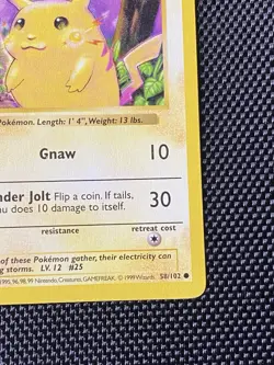 Pokemon: Pikachu #58/102 Base Set Shadowless Yellow Cheeks 1999 WOTC - LP+ - Image 4