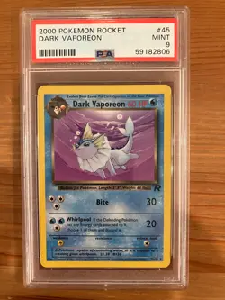 2000 Pokemon Team Rocket Dark Vaporeon 45/82 NON HOLO PSA 9 MINT - Image 1
