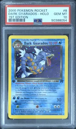 2000 POKEMON ROCKET 1ST EDITION #8 DARK GYARADOS-HOLO PSA 10 - Image 1