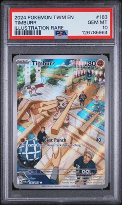 2024 POKEMON TWM EN-TWILIGHT MASQUERADE ILLUSTRATION RARE #183 TIMBURR PSA 10 - Image 1