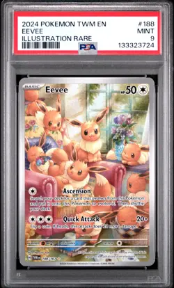 2024 POKEMON TWM EN-TWILIGHT MASQUERADE ILLUSTRATION RARE #188 EEVEE PSA 9 - Image 1