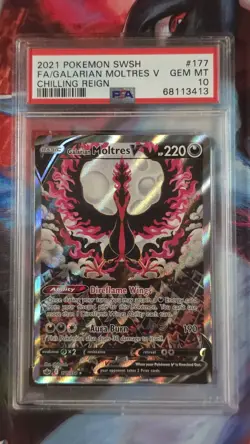 Pokemon Galarian Moltres V Full Art Holo 177/198 Chilling Reign PSA 10 - Image 1