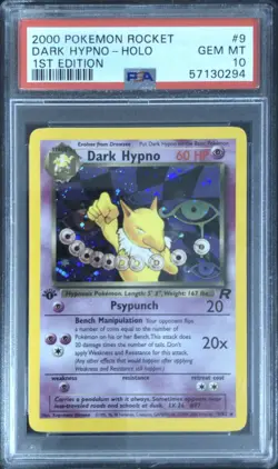 2000 POKEMON ROCKET 1ST EDITION #9 DARK HYPNO-HOLO PSA 10 - Image 1