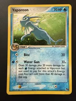Pokemon TCG Pop Series Vaporeon Rare Holo 6/17 Near Mint - Image 1
