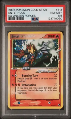 Entei 2005 Pokemon Unseen Forces Gold Star PSA 8.5 #113 - Image 1