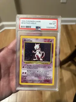 1999 POKEMON BASE SET UNLIMITED MEWTWO HOLO RARE PSA 8 NM-MT 10/102 - Image 1