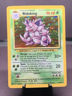 Pokemon TCG Nidoking Base Set Unlimited Holo Rare 11/102 WOTC VTG 1999 LP - Image 1