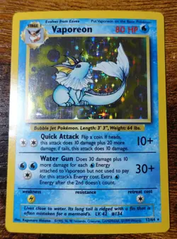 Vaporeon 12/64 No Symbol Error Holo Jungle Set Rare Pokemon Card LP^ - Image 1