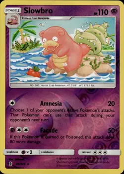 Pokemon TCG Reverse Holo Card Slowbro SM - Guardians Rising 49/145 - Image 1
