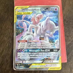 Pokemon Mewtwo & Mew GX TAG TEAM Full Art Promo Holo SM191 HP 270 Card - Image 1