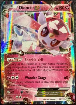 Diancie EX - 72/124 - XY Fates Collide Ultra Rare Holo Pokemon Card - NM - Image 1