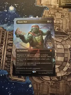 MTG Waste Not BORDERLESS PROMO FOIL 0132 TMNT Michelangelo PACK FRESH - Image 1