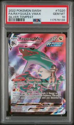 2022 POKEMON SWORD & SHIELD SILVER TEMPEST #TG20 FULL ART/RAYQUAZA VMAX PSA 10 - Image 1