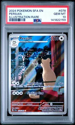 2024 POKEMON SFA EN-SHROUDED FABLE ILLUSTRATION RARE #078 PERSIAN PSA 10 - Image 1