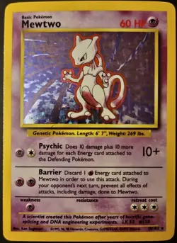 Pokemon TCG Mewtwo Base Set 10/102 Holo Unlimited Holo Rare Graded 10 - Image 1