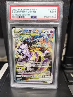 2023 POKEMON SWORD & SHIELD CROWN ZENITH #GG44 FULL ART/MEWTWO VSTAR PSA 9 - Image 2