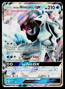 Alolan Ninetales GX - Holo #22/145 Ultra Rare Pokemon SM - Guardians Rising NM - Image 1