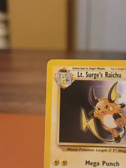 Lt. Surge's Raichu - 28/132 - Pokemon Gym Heroes Unlimited Rare DMG CREASED - Image 2