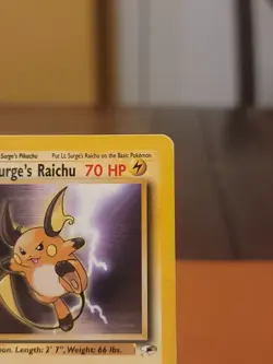 Lt. Surge's Raichu - 28/132 - Pokemon Gym Heroes Unlimited Rare DMG CREASED - Image 3