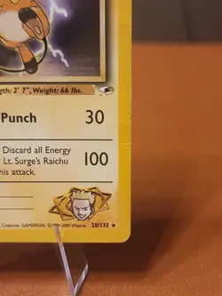 Lt. Surge's Raichu - 28/132 - Pokemon Gym Heroes Unlimited Rare DMG CREASED - Image 4
