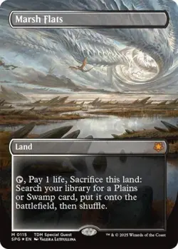 MTG English Marsh Flats (Borderless) (Dragonscale Foil) NM Foil Special Guests - Image 1
