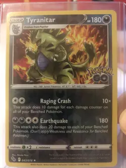 Pokemon TCG Tyranitar Pokemon GO 043/078 Reverse Holo Holo Rare NM/M - Image 1