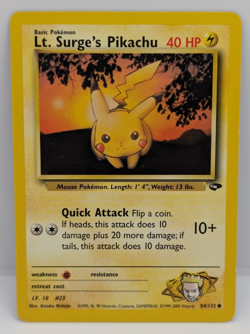 Lt. Surge's Pikachu 84/132 Gym Challenge Regular LP Pokemon - Image 1