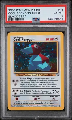 2000 POKEMON PROMO BLACK STAR #15 COOL PORYGON-HOLO PSA 6 - Image 1