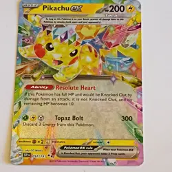 Pokemon Pikachu EX Double Rare Full Art Holo Sv08 057/191 HP200 - Image 1