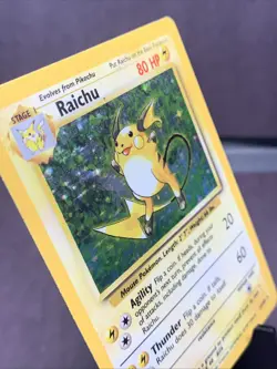 Pokemon TCG Raichu Base Set Unlimited Holo Rare #14/102 VTG WOTC 1999 MP - Image 2
