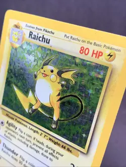 Pokemon TCG Raichu Base Set Unlimited Holo Rare #14/102 VTG WOTC 1999 MP - Image 3