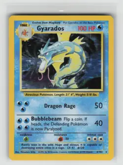 ✰ GYARADOS 6/102 HOLO RARE BASE SET UNLIMITED POKEMON ✰ LP - Image 2
