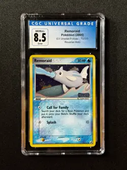 CGC 8.5 ERROR Pokemon Remoraid #71 Unseen Forces INVERTED HOLO LAYER! - Image 1