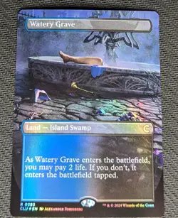 MTG Watery Grave BORDERLESS FOIL Ravnica Clue Edition NM/M Pack Fresh - Image 1
